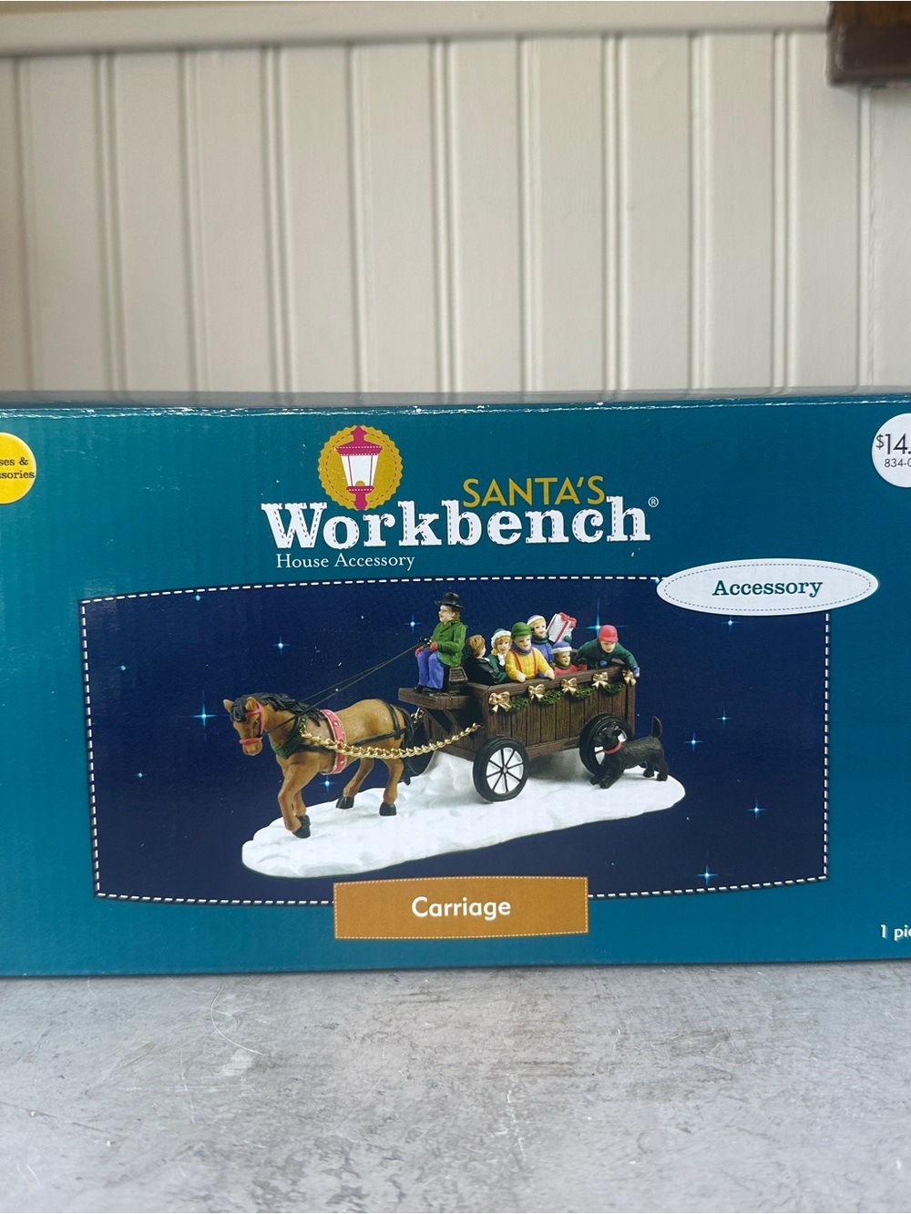 Santa's Workbench Carriage w Horse & Kids Christmas Village Accessory EUC w Box